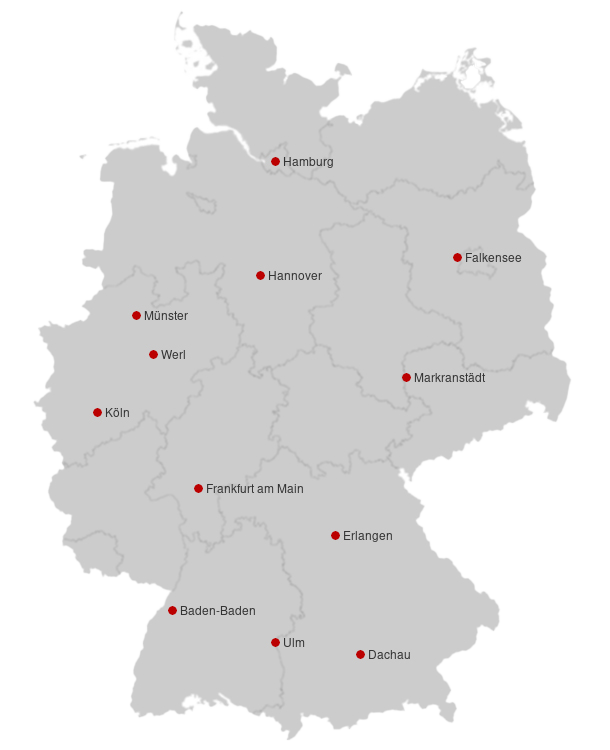 Deutschlandkarte mit Lage der Testorte. Copyright: mixmaps.de